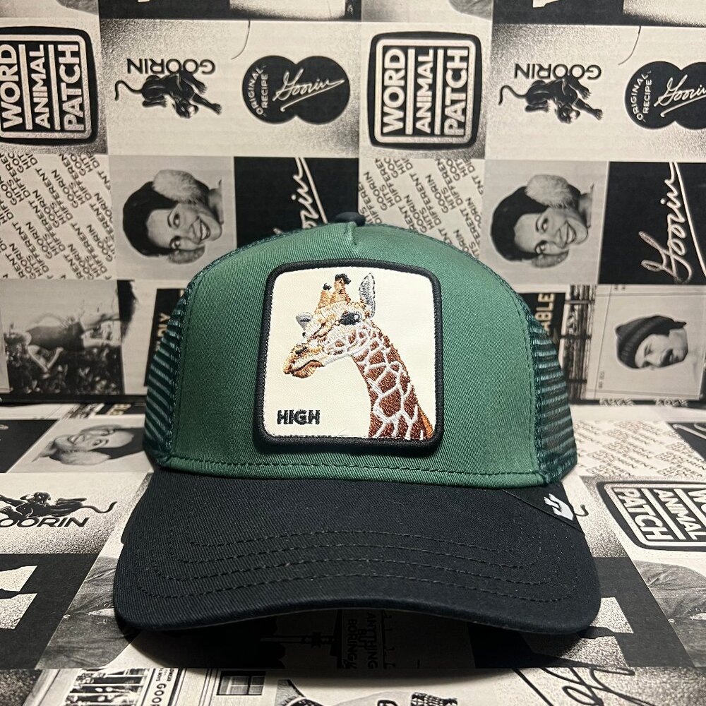 Authentic Goorin Bros The Giraffe "High" Green Black Trucker Hat (NWT)